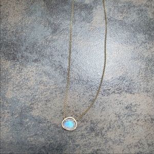 Glowy 925 Silver Elliptical Moonstone Halo Necklace
